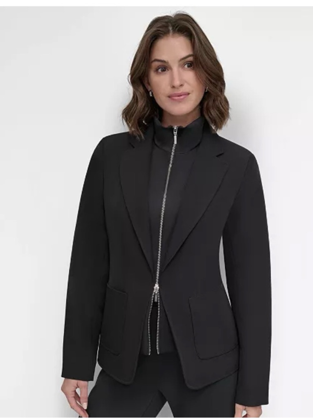NWOT Black DKNY Women's Zip-Front Blazer Jacket size 10